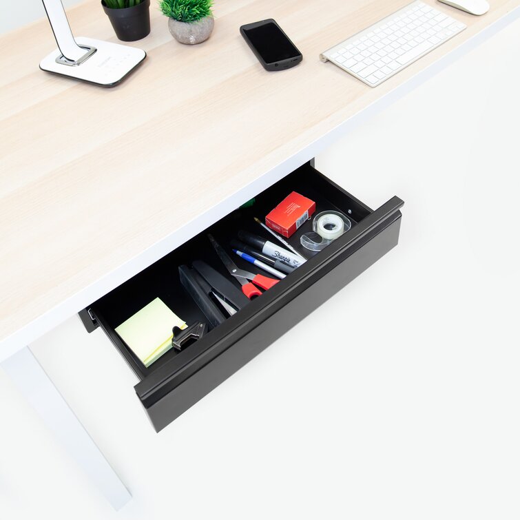 keenkee Under Desk Drawers for Organization, Pull Slide out Drawer  Underneath Table With Lip, Attachable Under Shelf Pencil Drawer, Clear  Light Black