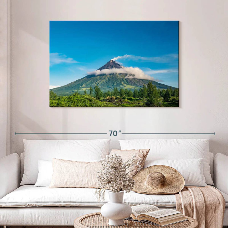 Alvord Cloudy Mayon Volcano, 30" H x 45" W