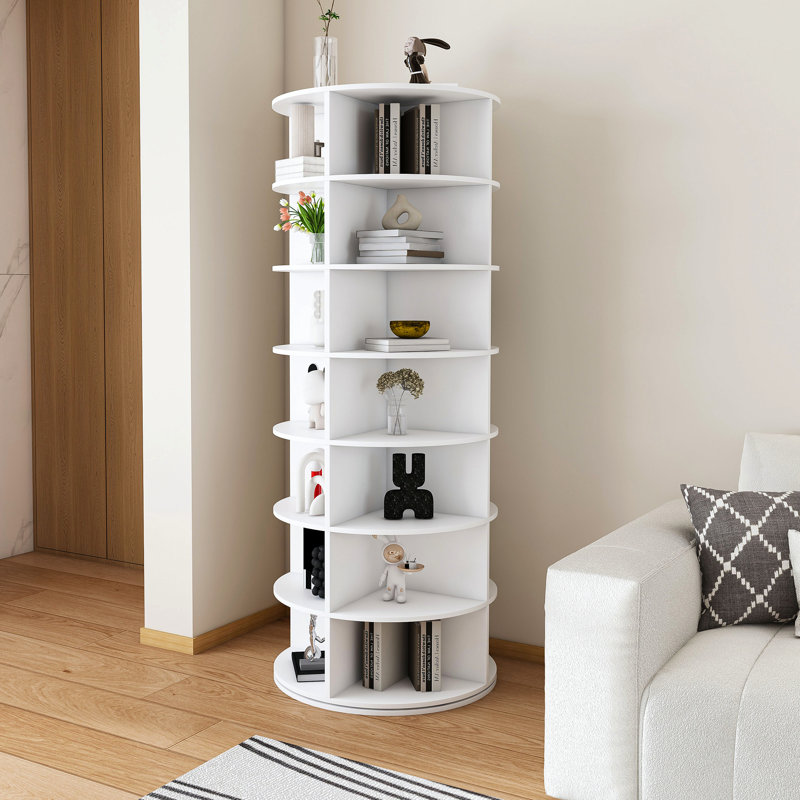 7 rangements de chaussures rotatifs, 360 rangements rotatifs blancs, peut contenir 28 paires, une organisation sans effort dans les petits espaces et multifonctionnel