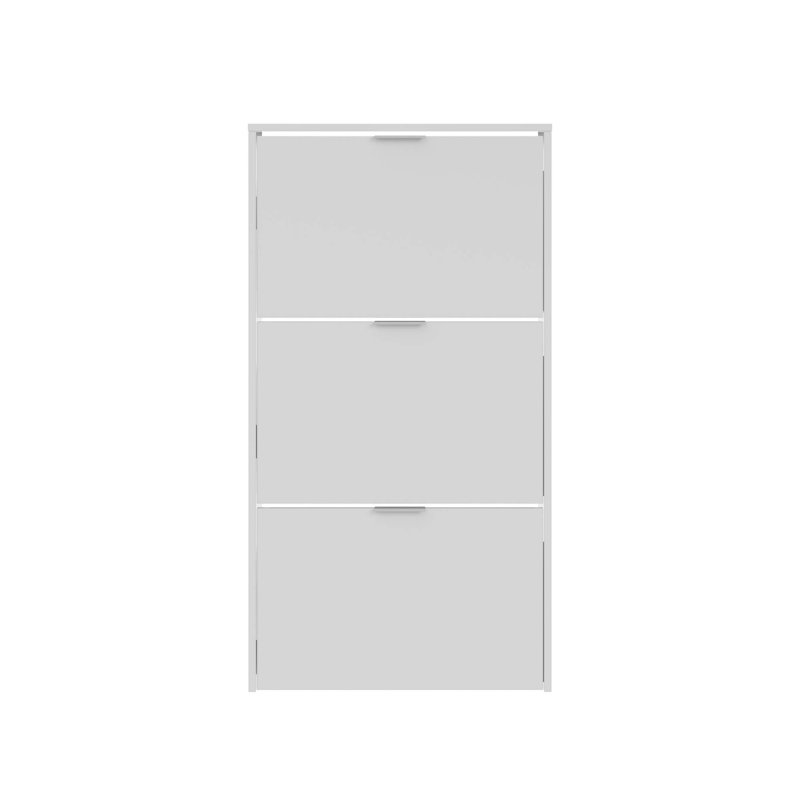 18 Pair Shoe Storage Cabinet, Shiny White