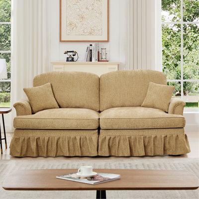 Canapé d'intérieur, élégant canapé surdimensionné à deux places Mid-Century avec accoudoirs évasés, jupes amovibles et pieds fuselés, idéal pour le confort du salon