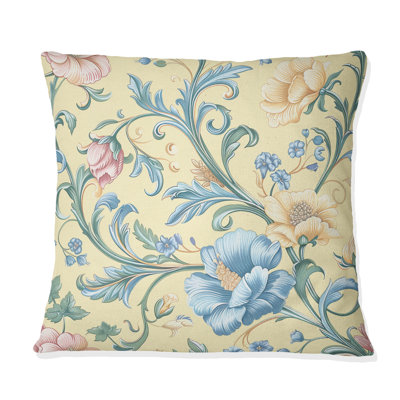 Vintage Floral Paradise I - Floral Throw Pillow