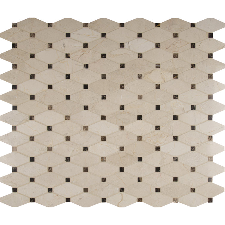 Valencia Blend Elongated Octagon 12.25 in. x 15 in. Polished Marble Mosaic Floor and Wall Tile