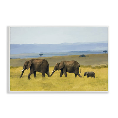 Éléphants dans la prairie, estampe numérique, conception par Renel Peters