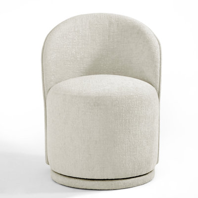 Integrated Barrel Armless Swivel Fabric Dining Chair