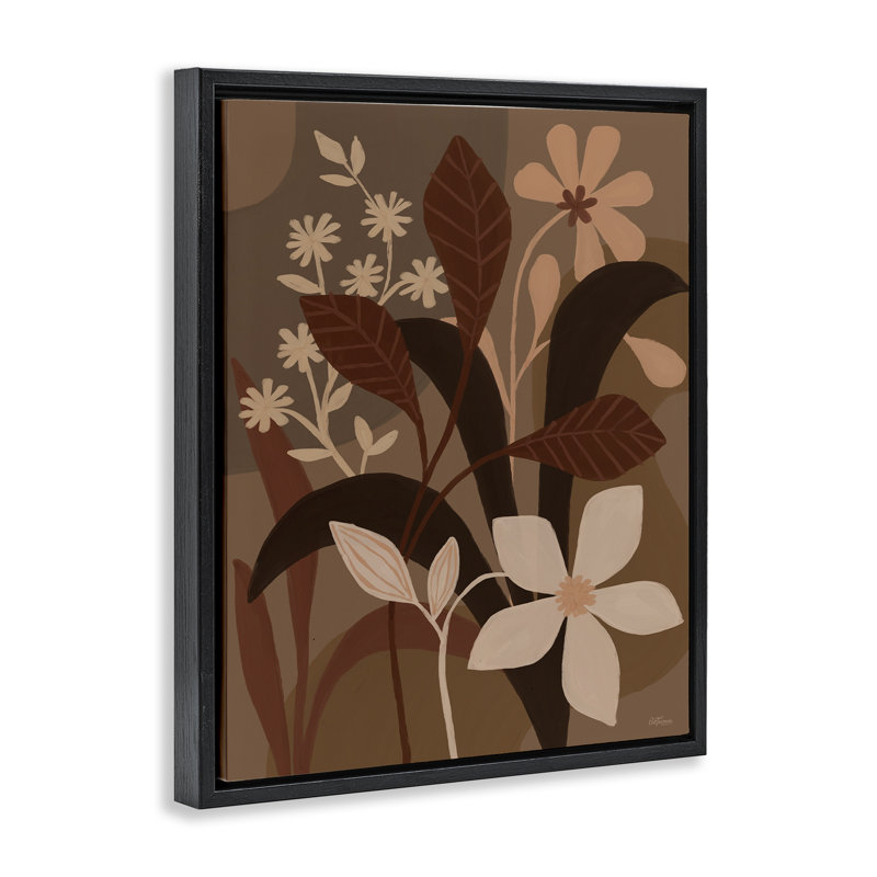«Boho Plant Layers Floater», art mural par Cat Thurman Designs, Cadre flottant noir de jais, H 31 po x l 25 po