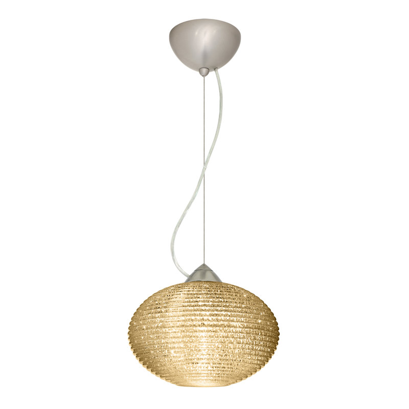 Maryrose 1 - Light Single Pendant, Satin Nickel, Glitter, 7.5" H x 11.75" W x 11.75" D