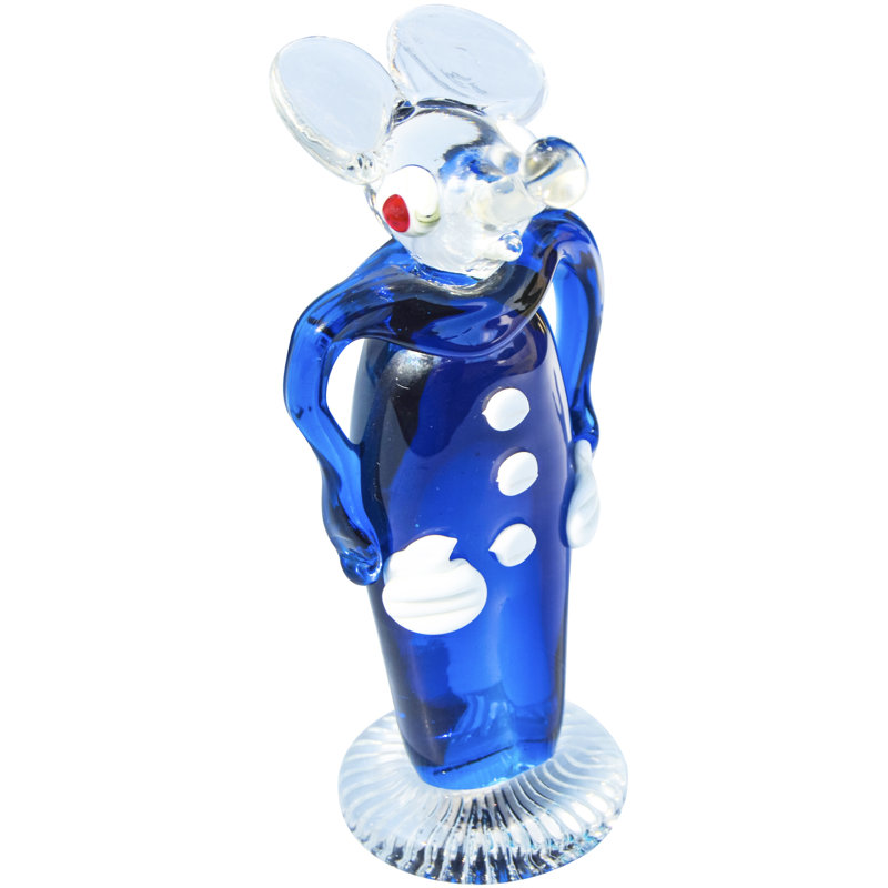 Figurine animaux Murano fait à la main / sculpture en transparent / bleu / blanc