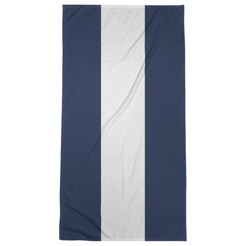 Bath Towel, Midnight Navy Blue/White/Midnight Navy Blue, Polyester/Cotton