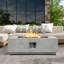 Foyer de table rectangulaire 42 po au propane avec pierres et housse de pluie - Foyer d'extérieur au gaz 50 000 BTU pour patio ou terrasse