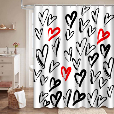 Rideau de douche à 12 crochets Love Love