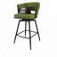 26 Inch Linen Woven Bar Stool Set, Black Legs, 360 Swivel, Comfortable Upholstered Arm Chairs with Backrest and Footrest
