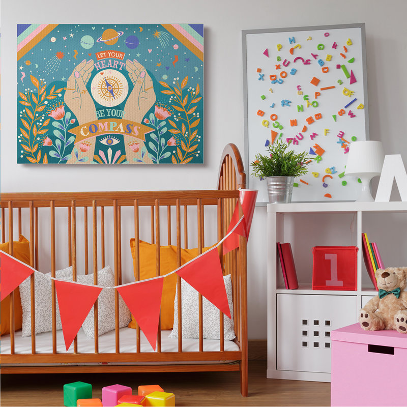 Heart Be Your Compass Expression Boho Chic Constellations, Toile tendue, H 36 po x l 48 po x P 1,5 po