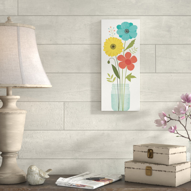 « seaside bouquet v mason jar no word », reproduction d’impression sur toile tendue, H 47 po x l 20 po x P 2 po
