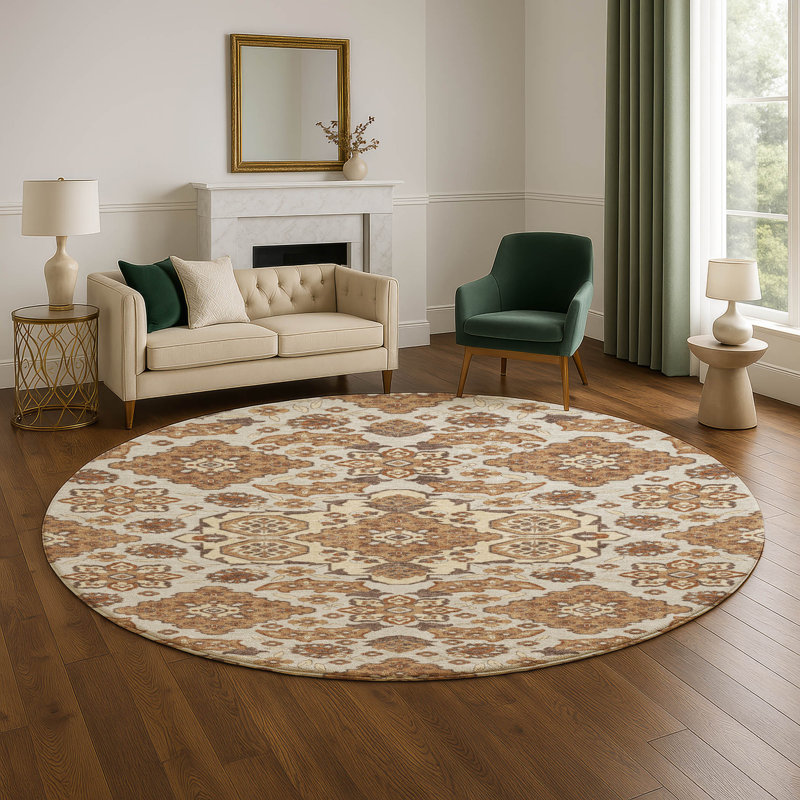 Premium Machine Washable Mayfield AMF1853 Global Rug, Round 8'