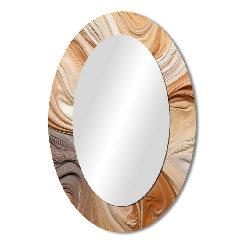 Orange et beige non lié Imagination II - miroir mural ovale moderne orange, 36 po x 24 po