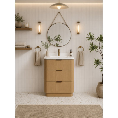 Ensemble de meuble-lavabo simple 24 po avec plateau en quartz Calamigo