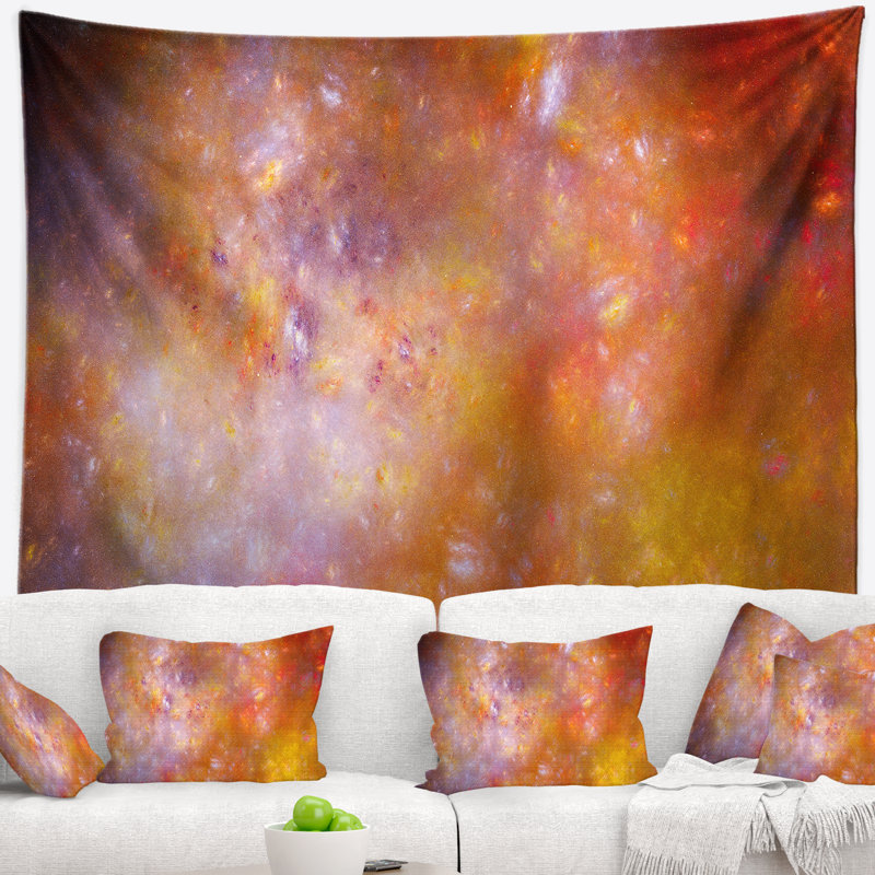 Tapisserie bleu ciel starry abstract yellow, H 68 po x l 80 po
