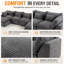 Canapé d'angle 4 places sans dossier de 330 cm avec 2 poufs, gris foncé-1145293878-1145293879