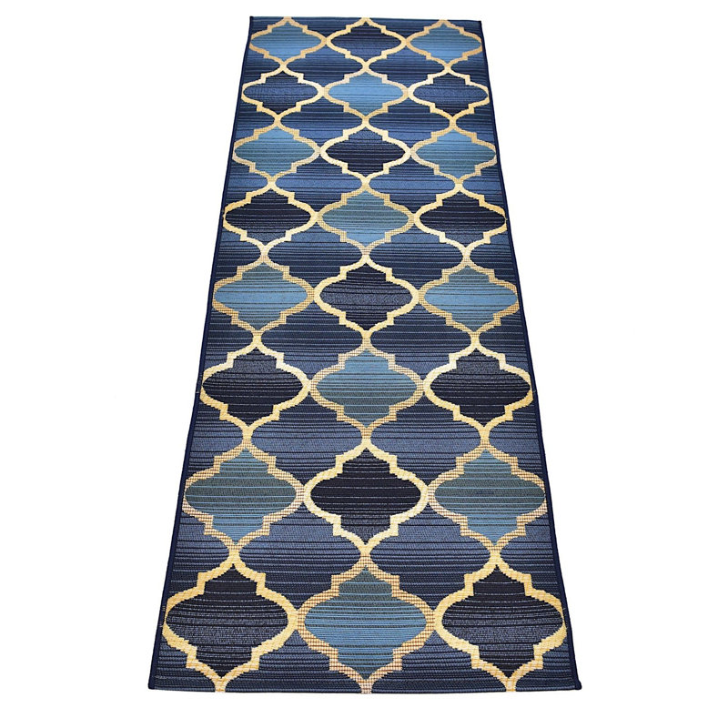 Outdoor Veranda Area Rug Denim Color, Runner 2' x 6'