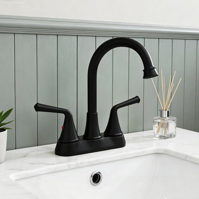 4 Inch 2-handle Bathroom Sink Faucet with Drain Assembly
