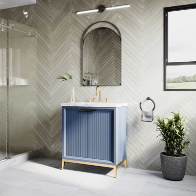 Meuble-lavabo simple 30 po avec plateau en marbre de Carrare Traverse