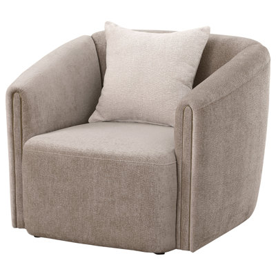 Donnae Chenille Upholstered Rolled Arm Chair Latte