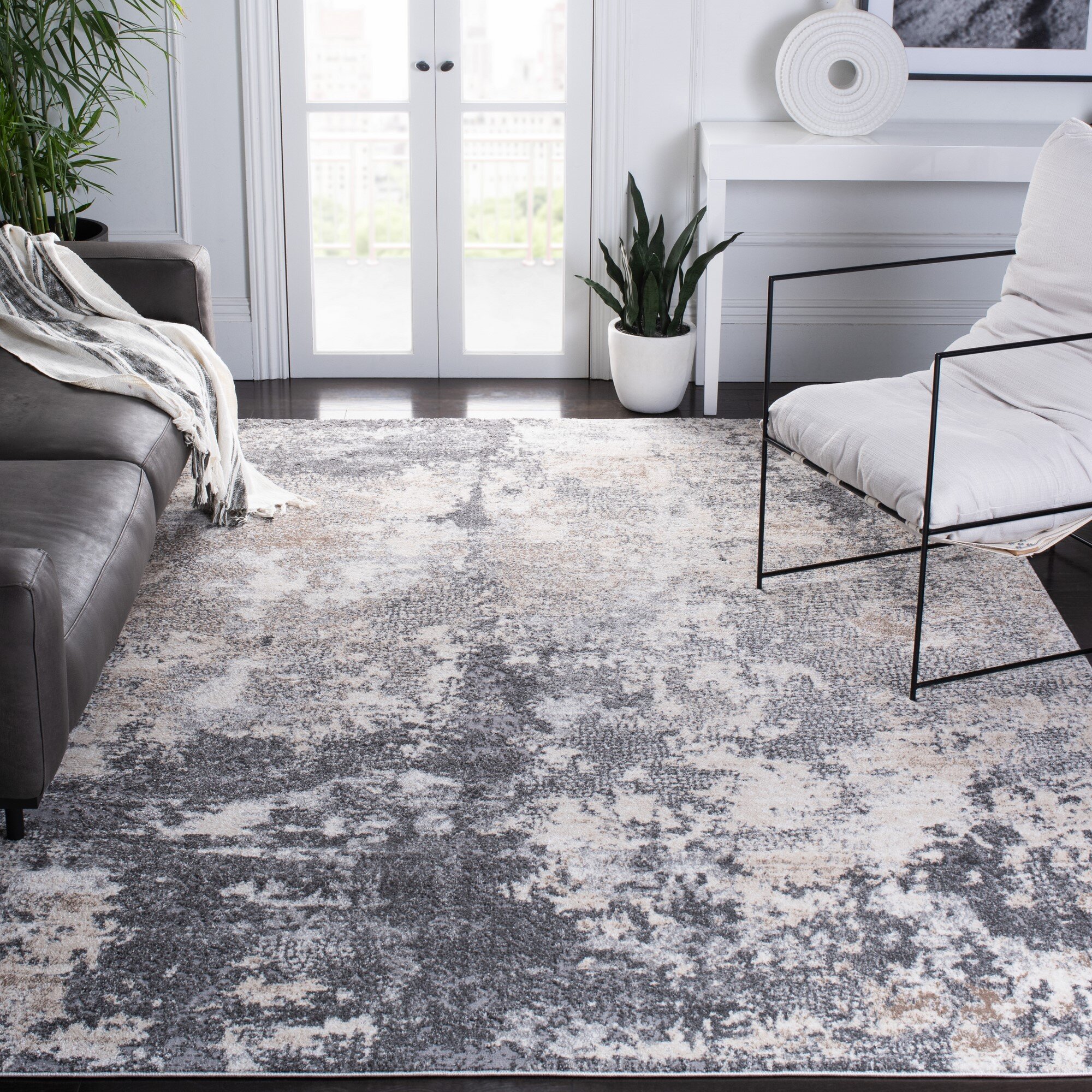 Large Grey Rug Comfortable Flooring Gray Area Carpets for Living Room -  Warmly Home