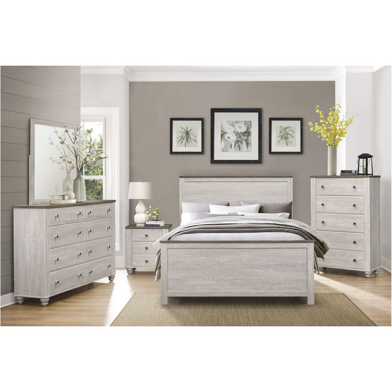Ensemble de chambre à coucher à panneaux bicolores 6 et 1 Caputto Charleen, Grand