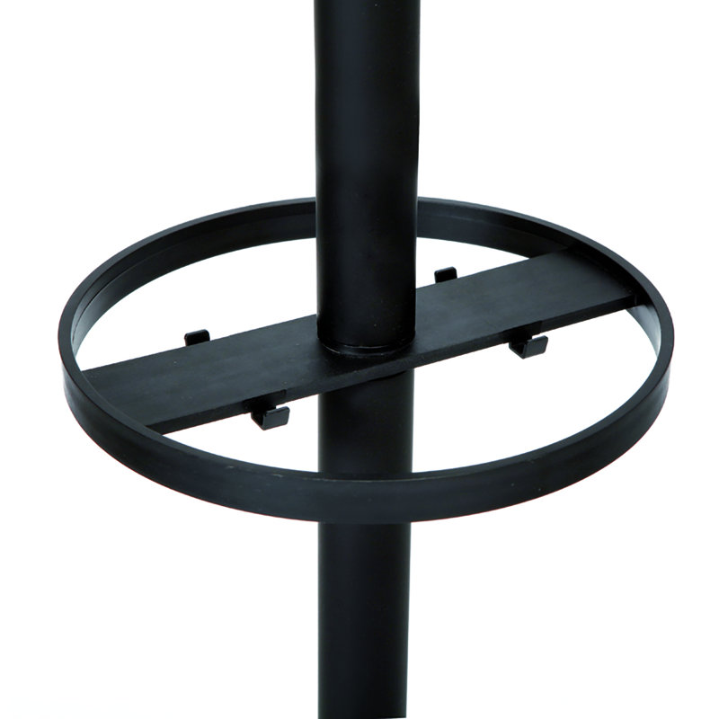 Black ABS and Steel Floor Coat Rack with Umbrella Stand