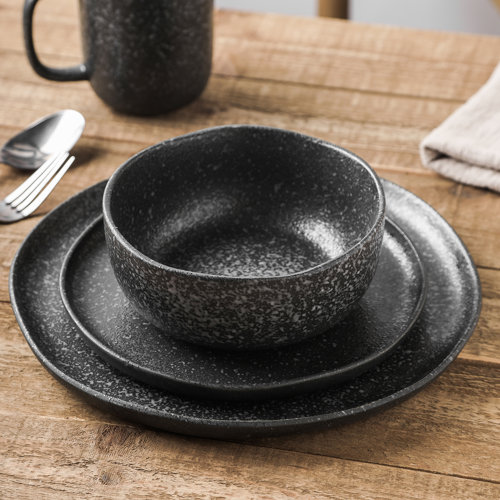 Stone Lain Tom Stoneware Dinnerware Set, 16-Piece Service For 4 – Olive Reactive Glaze