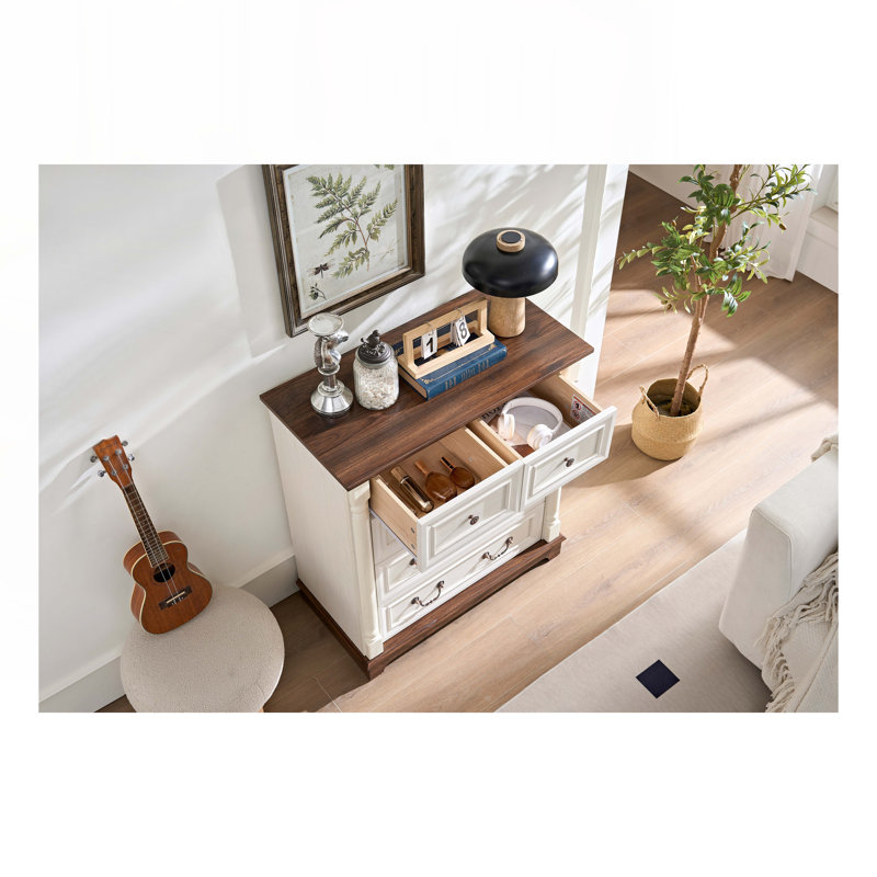 Wood Storage 5 Drawer Dresser Chest
