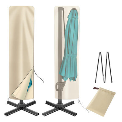 Oxford Fabric Patio Umbrella Cover Waterproof For Offset Square Parasol Banana Umbrellas, (For Outdoor Umbrellas 9Ft To 12Ft) by Arlmont & Co.