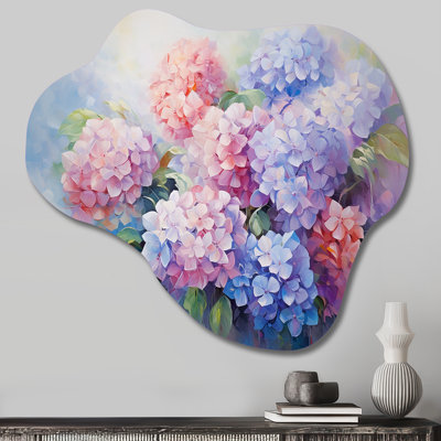 Purple Pink Hydrangea Romantic Impression - Hydrangea Cloud Shape Asymmetric Metal Wall Sculpture
