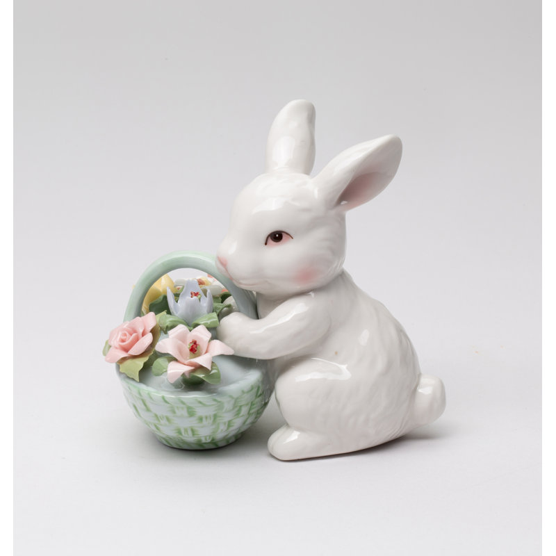 Lapin avec panier de fleurs