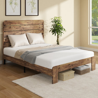 Heavy Duty Bed Frame, Platform Bed Frame with Wood Headboard & Footboard by Gracie Oaks