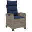  Chaise de patio inclinable avec table d'appoint en rotin de polyester gris