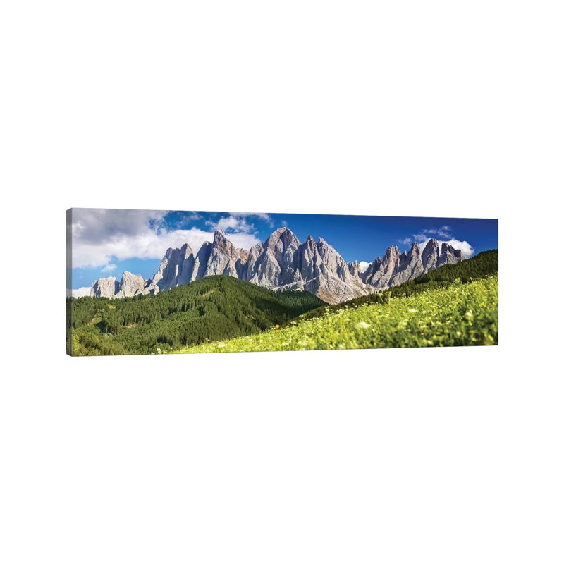 Panoramic View Of Dolomite Alps And Forest, Northern Italy. by Evgeny Kuklev - Wrapped Canvas Panoramic Print
