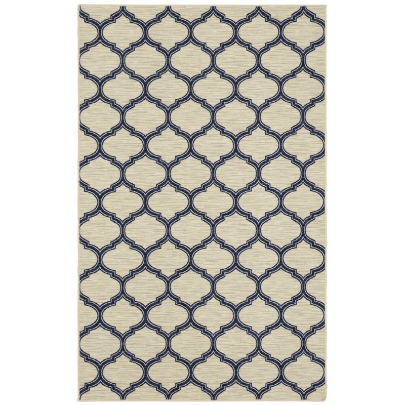 Tapis bleu / crème Elanya, Rectangle 5 pi x 7 pi