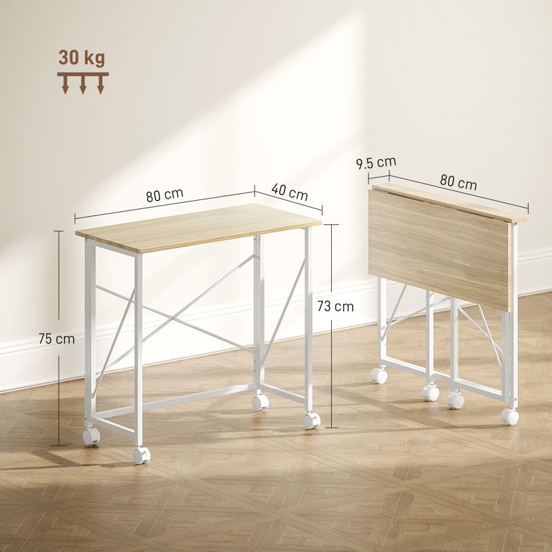 80Cm W Rectangular Writing Desk, Natural Wood Finish/White