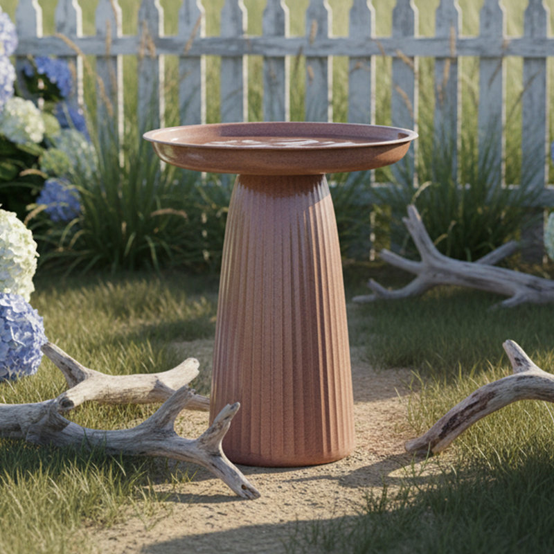 Bain pour oiseaux d'extérieur en métal Gleeful Garden, Rouge