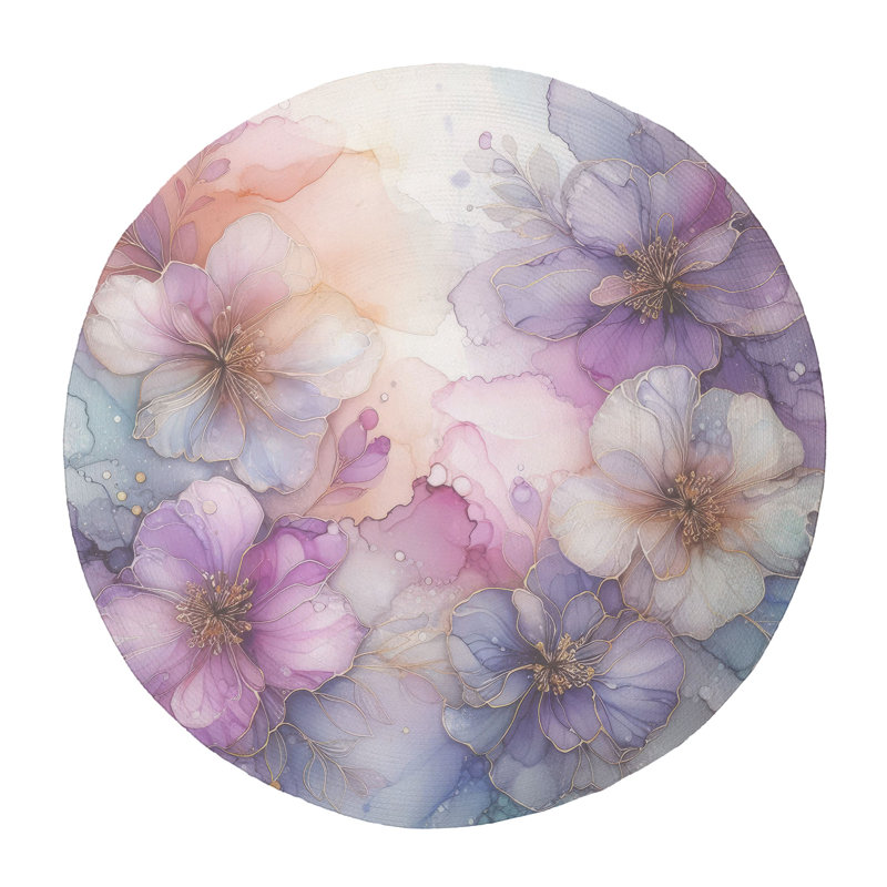 Tapis tressé à encre violette, Rond 5 pi
