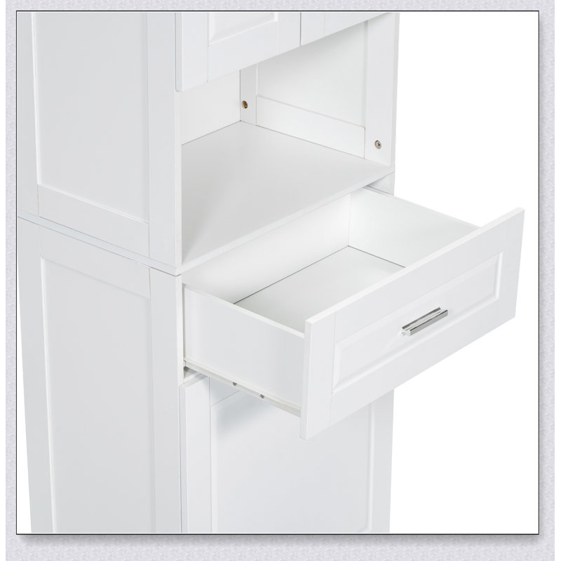 Armoire de salle de bain haute avec panier à linge, grand panier à linge inclinable et dessus