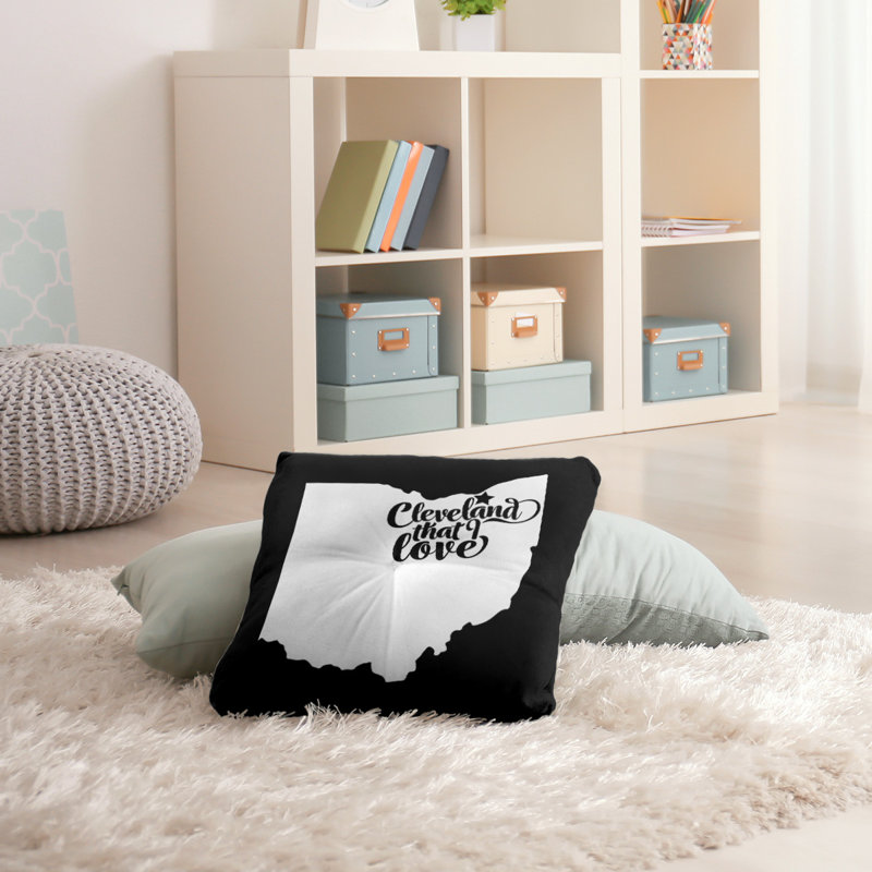Coussin de plancher touffeté, 26 po x 26 po, Noir, Cleveland
