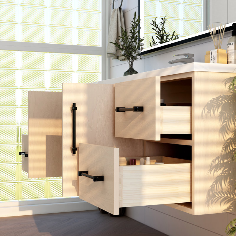 Victoria 59.05'' Single Bathroom Vanity with Acrylic Top, Yellow Oak