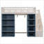 Lit mezzanine double en bois de pin avec armoires de rangement Rideau blanc + bleu pour espaces compacts
