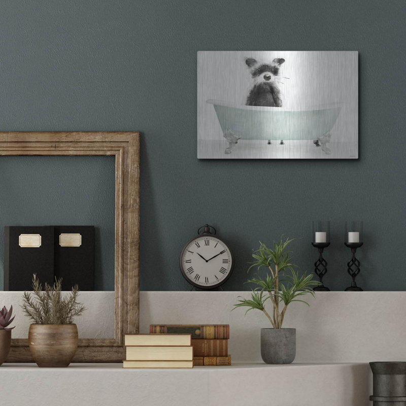 Trinx «Vintage Tub with Racoon» par Stellar Design Studio, art mural en métal, H 12 po x l 16 po