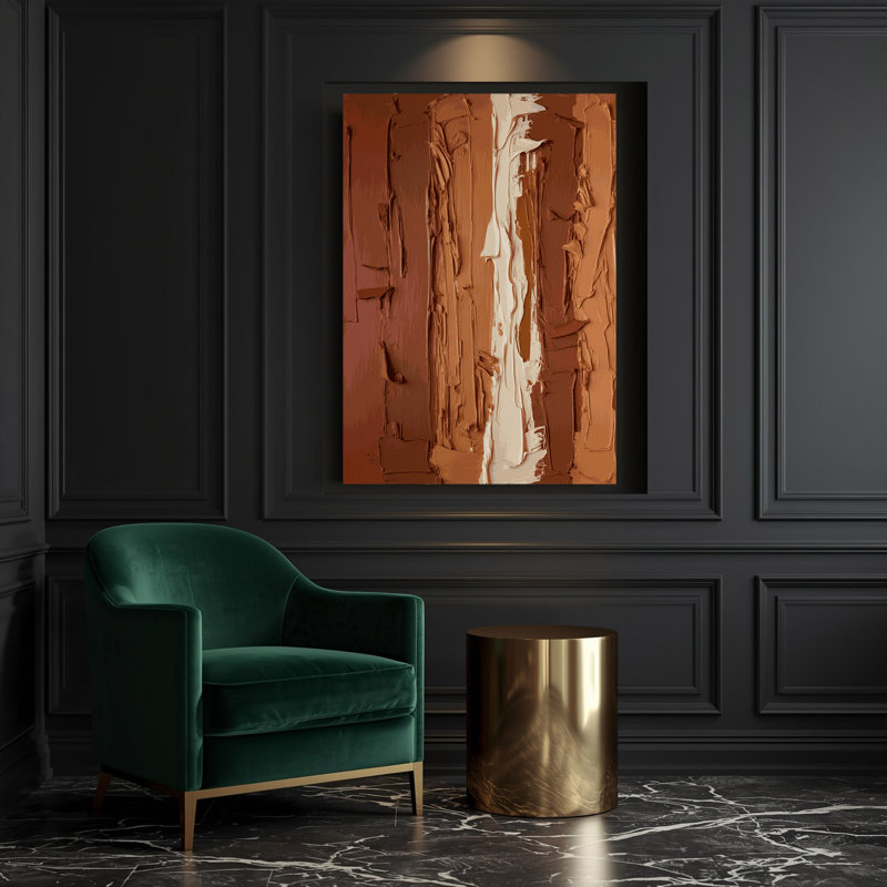 Abstrait couleur champ 61, art mural sur toile brune, H 14 po x l 11 po