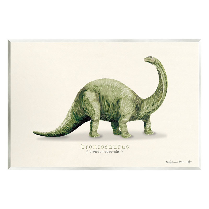 «Green Brontosaurus Dinosaur» par Sally Swatland - impression, H 10 po x l 15 po x P 0,5 po, Bois