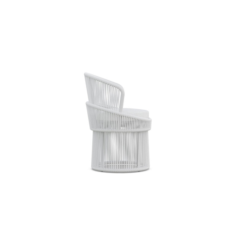 Palma Swivel Patio Dining Armchair with Cushion, Matte White Frame/White Mist Cushion